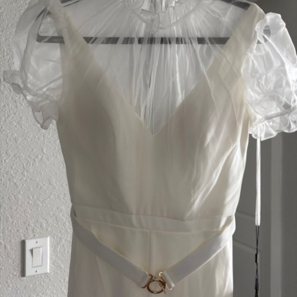 Ieena for Mac Duggal 26621 Ruffle Neck Buckle Belt Jumpsuit Size 6 MSRP $398.00 - Picture 5 of 12
